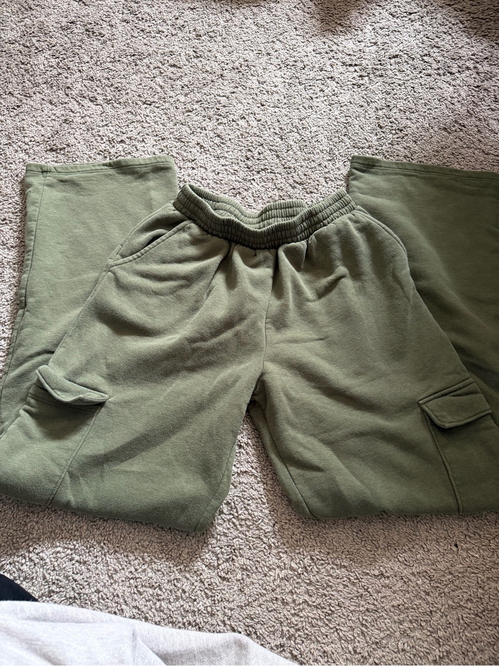 Olive Green Cargo Sweatpants